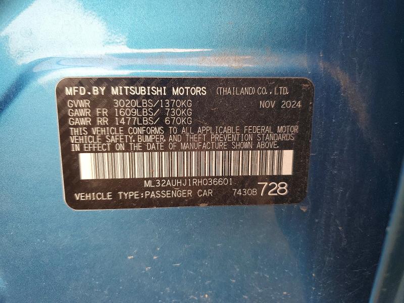 72135446 :رقم المزاد ، ML32AUHJ1RH036601 vin ، 2024 Mitsubishi Mirage مزاد بيع