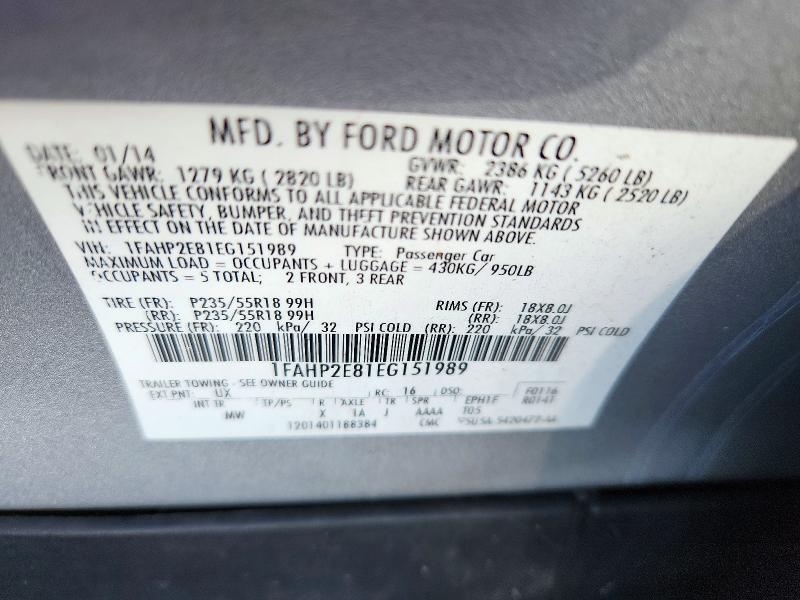 Aukcja sprzedaży 2014 Ford Taurus, vin: 1FAHP2E81EG151989, numer aukcji: 70607806