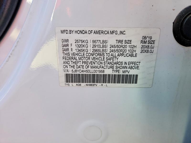 Aukcja sprzedaży 2020 Acura Mdx, vin: 5J8YD4H50LL001958, numer aukcji: 71555666