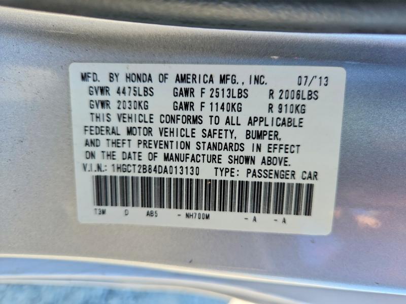 69464446 :رقم المزاد ، 1HGCT2B84DA013130 vin ، 2013 Honda Accord مزاد بيع