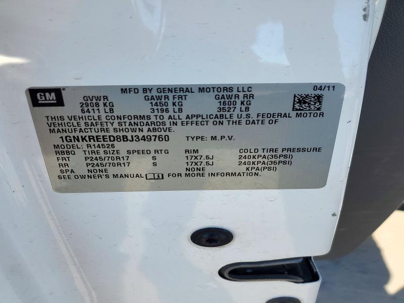 Aukcja sprzedaży 2011 Chevrolet Traverse, vin: 1GNKREED8BJ349760, numer aukcji: 72186596