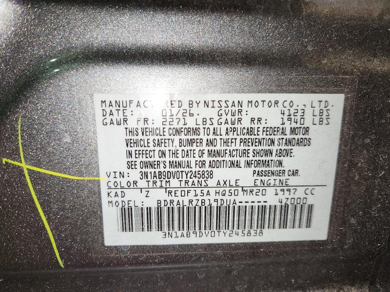 Auction sale of the 2026 Nissan Sentra, vin: 3N1AB9DV0TY245838, lot number: 73130336