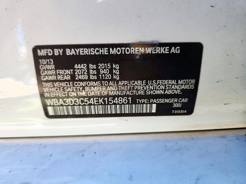 2014 Bmw 328 მანქანა იყიდება აუქციონზე, vin: WBA3D3C54EK154861, აუქციონის ნომერი: 72436496