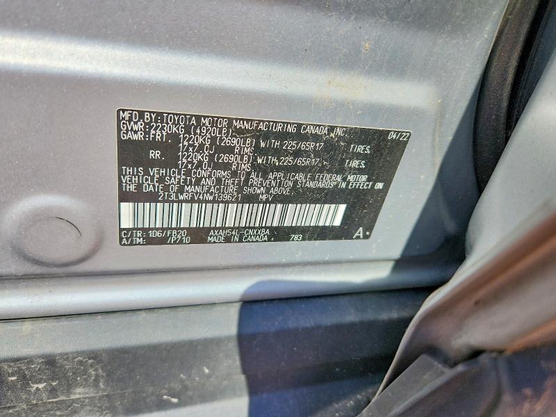 Aukcja sprzedaży 2022 Toyota Rav4, vin: 2T3LWRFV4NW139621, numer aukcji: 71080886