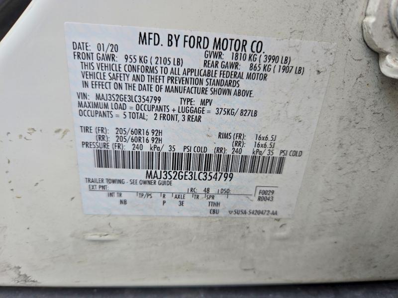 Продаж на аукціоні авто 2020 Ford Ecosport, vin: MAJ3S2GE3LC354799, номер лоту: 71020106