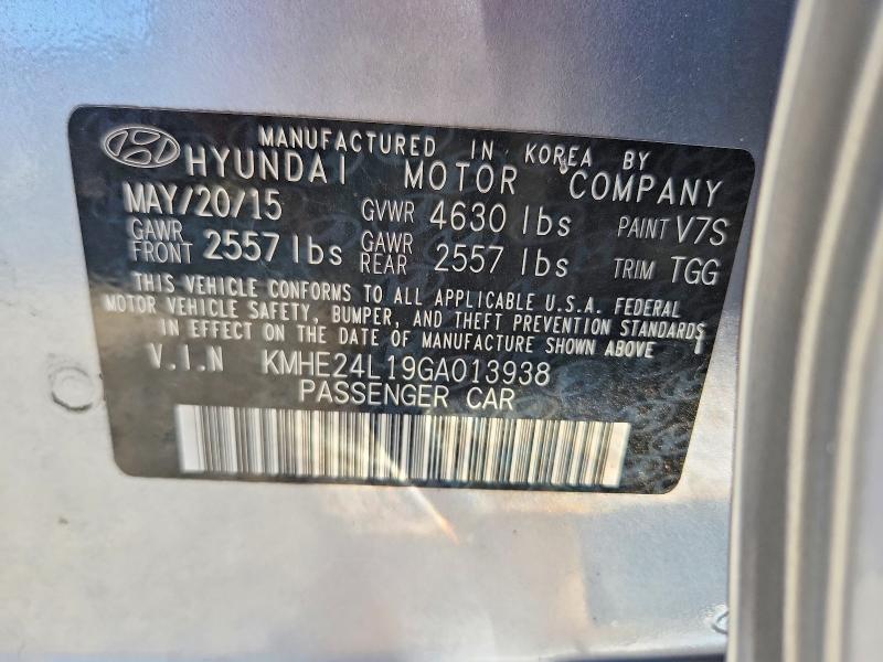 2016 Hyundai Sonata Hybrid მანქანა იყიდება აუქციონზე, vin: KMHE24L19GA013938, აუქციონის ნომერი: 71564966