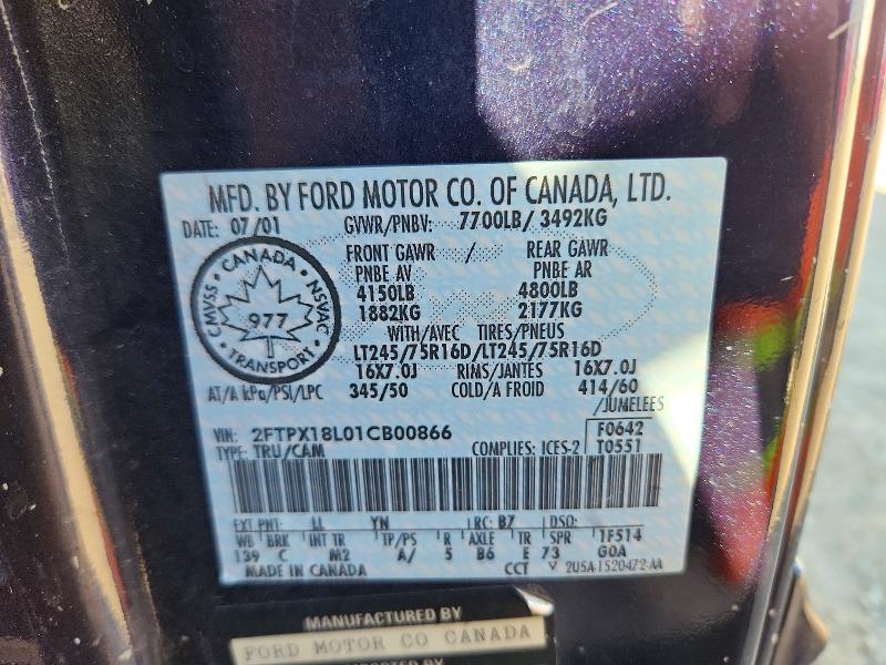 Продажа на аукционе авто 2001 Ford F150, vin: 2FTPX18L01CB00866, номер лота: 72391746