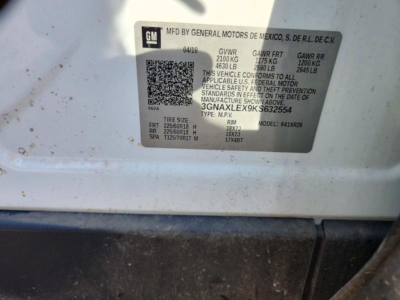 71965166 :رقم المزاد ، 3GNAXLEX9KS632554 vin ، 2019 Chevrolet Equinox مزاد بيع