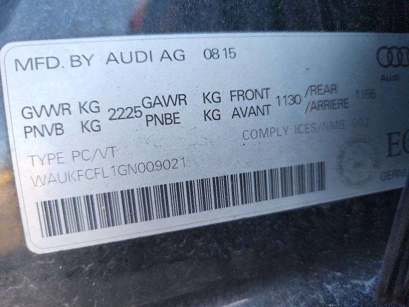 2016 Audi A4 მანქანა იყიდება აუქციონზე, vin: WAUKFCFL1GN009021, აუქციონის ნომერი: 69461326