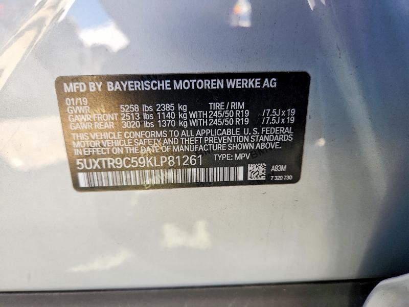 Продаж на аукціоні авто 2019 Bmw X3, vin: 5UXTR9C59KLP81261, номер лоту: 70831446