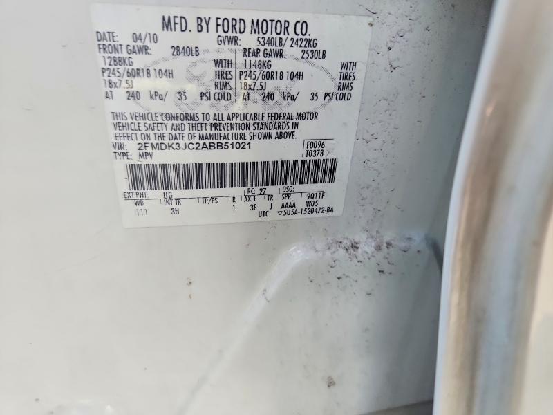 Продаж на аукціоні авто 2010 Ford Edge, vin: 2FMDK3JC2ABB51021, номер лоту: 70346576