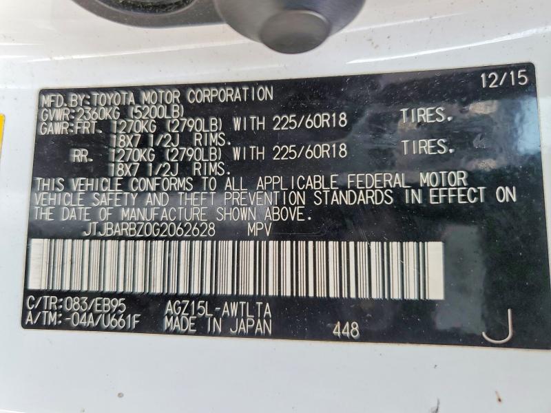 70780156 :رقم المزاد ، JTJBARBZ0G2062628 vin ، 2016 Lexus Nx 200t مزاد بيع