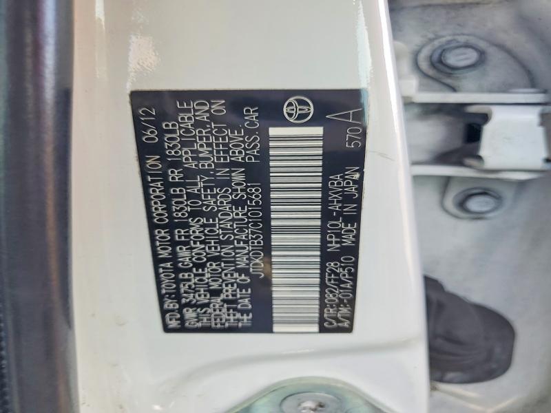 2012 Toyota Prius C მანქანა იყიდება აუქციონზე, vin: JTDKDTB37C1015681, აუქციონის ნომერი: 71772316