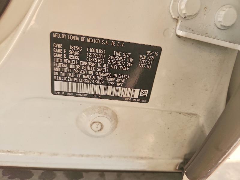 2016 Honda Hr-v მანქანა იყიდება აუქციონზე, vin: 3CZRU5H36GM743884, აუქციონის ნომერი: 71648056