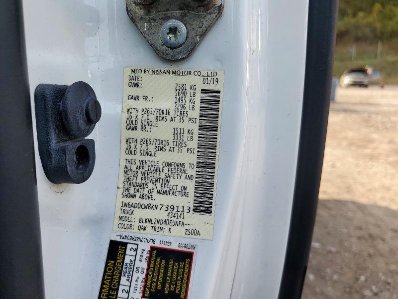 2019 Nissan Frontier მანქანა იყიდება აუქციონზე, vin: 1N6AD0CW8KN739113, აუქციონის ნომერი: 72574846