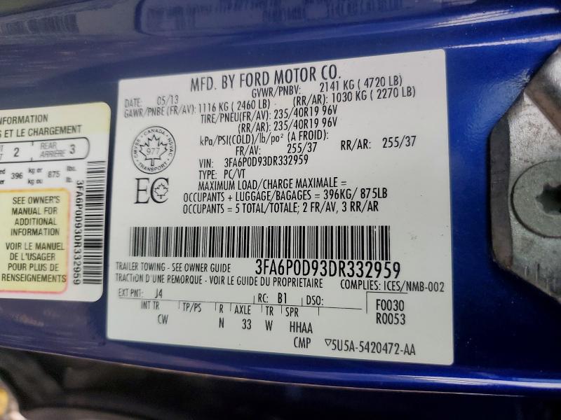 Продажа на аукционе авто 2013 Ford Fusion, vin: 3FA6P0D93DR332959, номер лота: 70488726