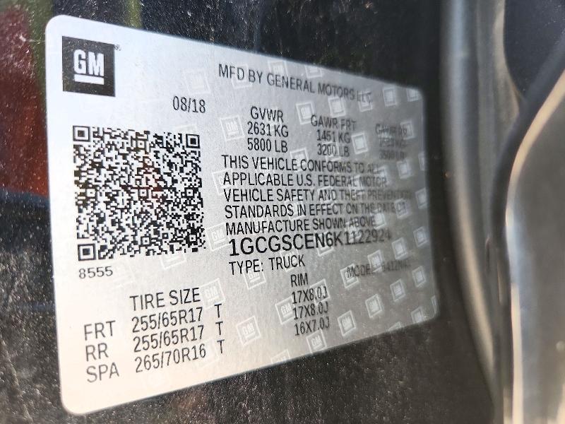 Aukcja sprzedaży 2019 Chevrolet Colorado, vin: 1GCGSCEN6K1122924, numer aukcji: 73332166