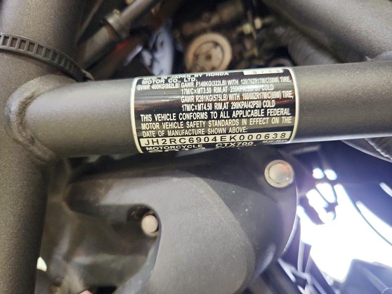 2014 Honda Ctx700 მანქანა იყიდება აუქციონზე, vin: JH2RC6904EK000638, აუქციონის ნომერი: 70963706