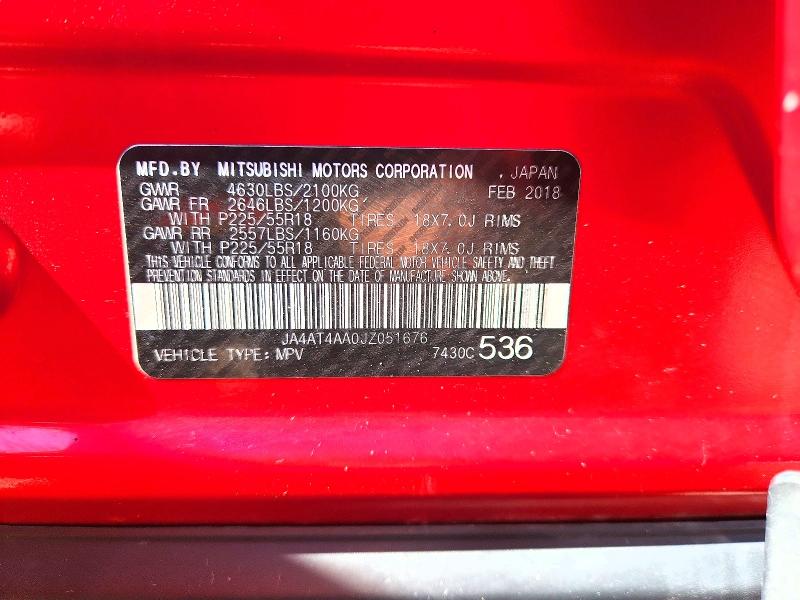 Aukcja sprzedaży 2018 Mitsubishi Eclipse Cross, vin: JA4AT4AA0JZ051676, numer aukcji: 71574076