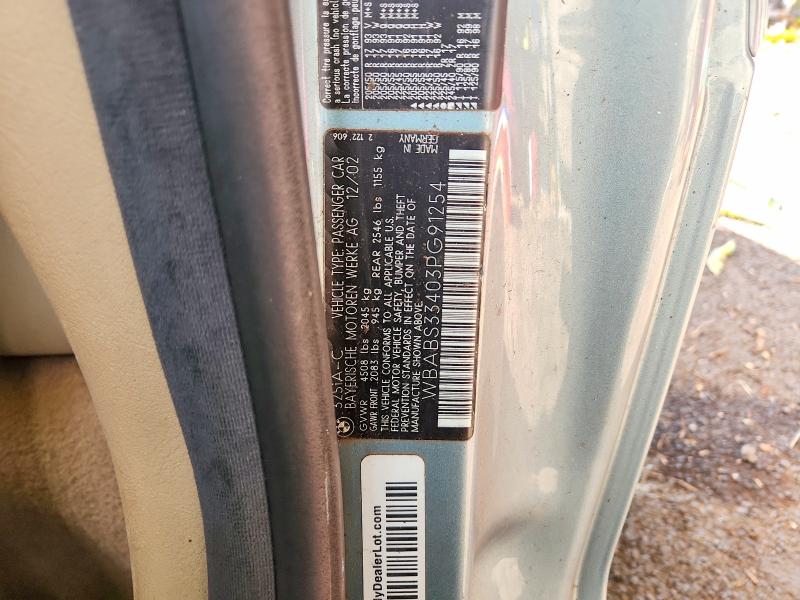 71239676 :رقم المزاد ، WBABS33403PG91254 vin ، 2003 Bmw 325 مزاد بيع
