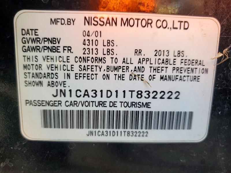 2001 Nissan Maxima მანქანა იყიდება აუქციონზე, vin: JN1CA31D11T832222, აუქციონის ნომერი: 72155406