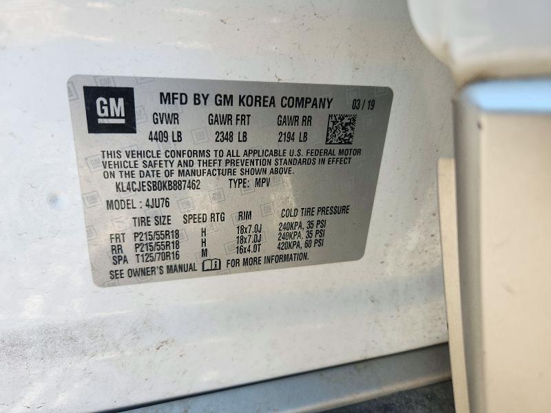 Aukcja sprzedaży 2019 Buick Encore, vin: KL4CJESB0KB887462, numer aukcji: 72232916