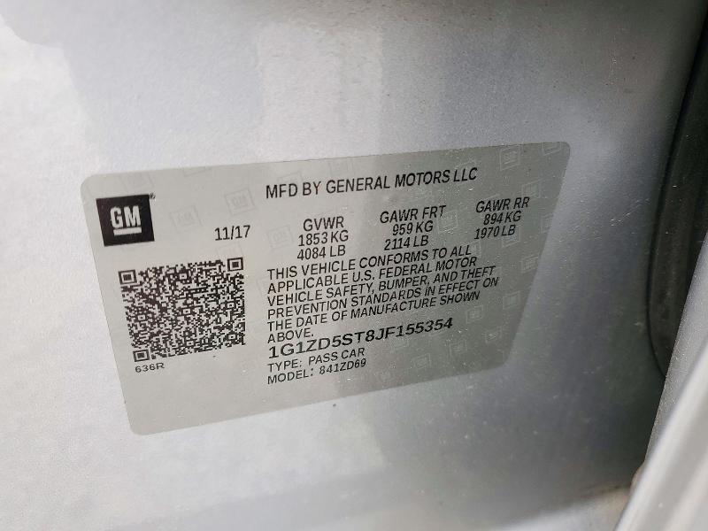 Aukcja sprzedaży 2018 Chevrolet Malibu, vin: 1G1ZD5ST8JF155354, numer aukcji: 72256156