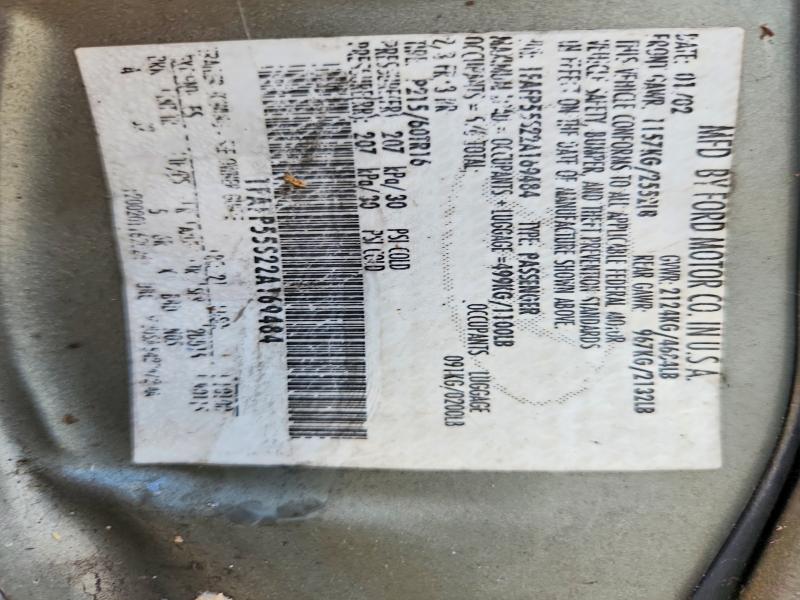 71476236 :رقم المزاد ، 1FAFP55S22A169484 vin ، 2002 Ford Taurus مزاد بيع
