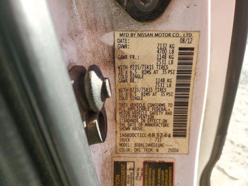2012 Nissan Frontier მანქანა იყიდება აუქციონზე, vin: 1N6BD0CT1CC483744, აუქციონის ნომერი: 73119576