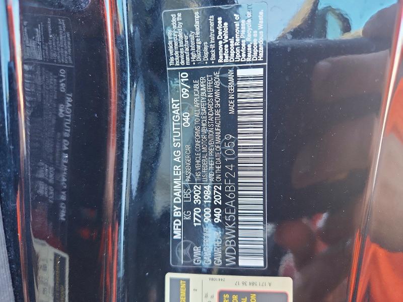 71211946 :رقم المزاد ، WDBWK5EA6BF241059 vin ، 2011 Mercedes-benz Slk مزاد بيع