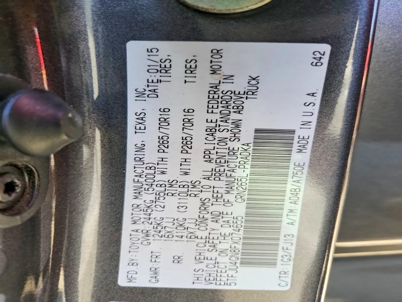 71496196 :رقم المزاد ، 5TFJU4GN8FX074655 vin ، 2015 Toyota Tacoma مزاد بيع