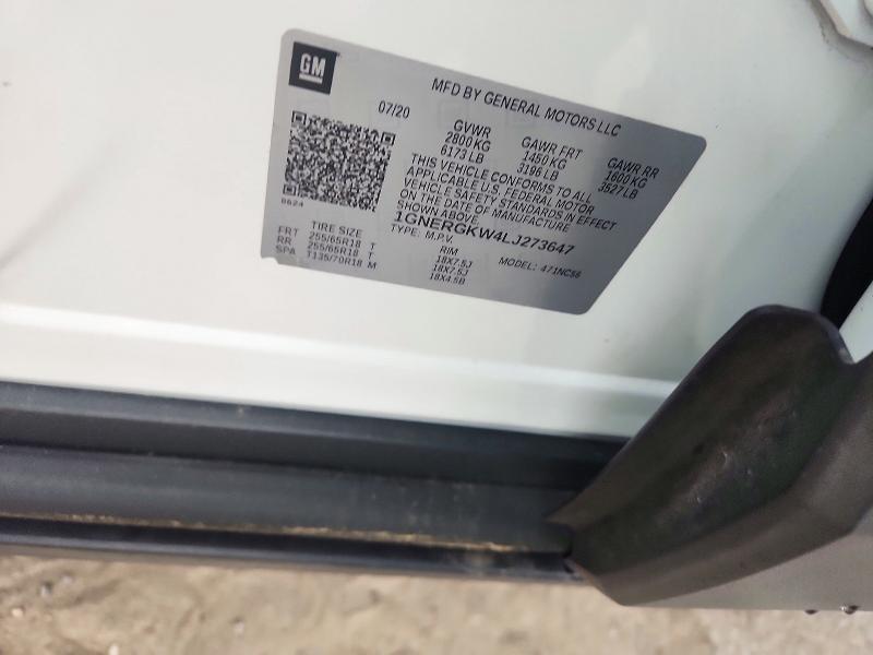 71481756 :رقم المزاد ، 1GNERGKW4LJ273647 vin ، 2020 Chevrolet Traverse مزاد بيع