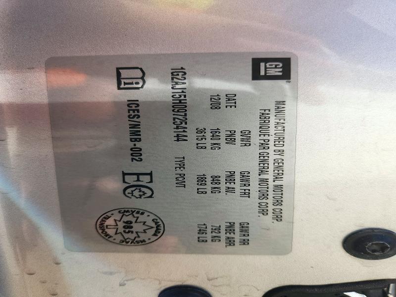 Продажа на аукционе авто 2009 Pontiac G5, vin: 1G2AJ15H097254144, номер лота: 71161186