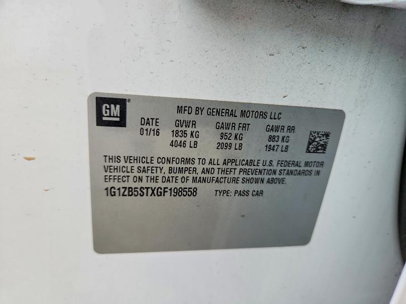 70915446 :رقم المزاد ، 1G1ZB5STXGF198558 vin ، 2016 Chevrolet Malibu مزاد بيع