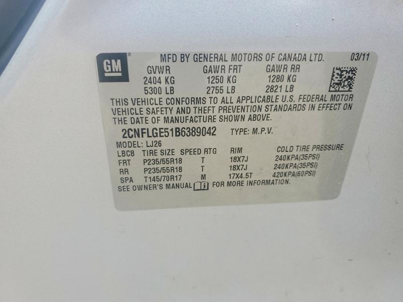 Aukcja sprzedaży 2011 Chevrolet Equinox, vin: 2CNFLGE51B6389042, numer aukcji: 71173226