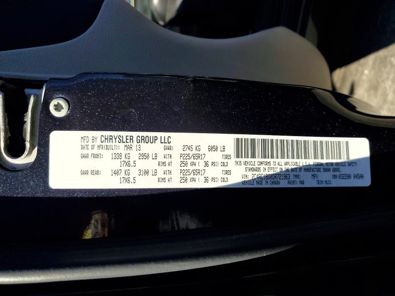71642116 :رقم المزاد ، 2C4RC1BG0DR721963 vin ، 2013 Chrysler Town & Country مزاد بيع
