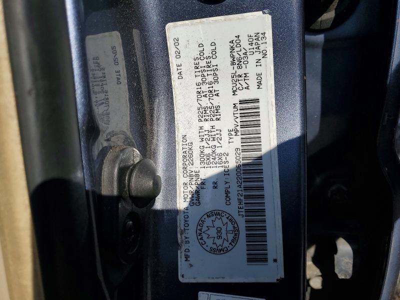 Aukcja sprzedaży 2002 Toyota Highlander, vin: JTEHF21A220065029, numer aukcji: 71523106