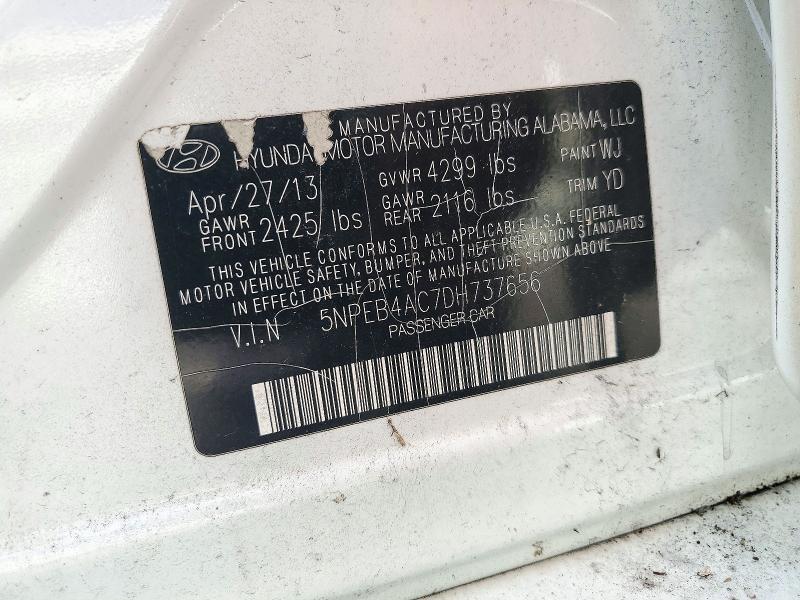 Продажа на аукционе авто 2013 Hyundai Sonata, vin: 5NPEB4AC7DH737656, номер лота: 72794856
