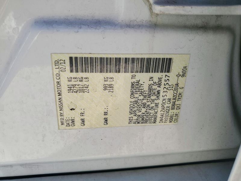 71717896 :رقم المزاد ، 1N4AL2AP0CN532557 vin ، 2012 Nissan Altima مزاد بيع