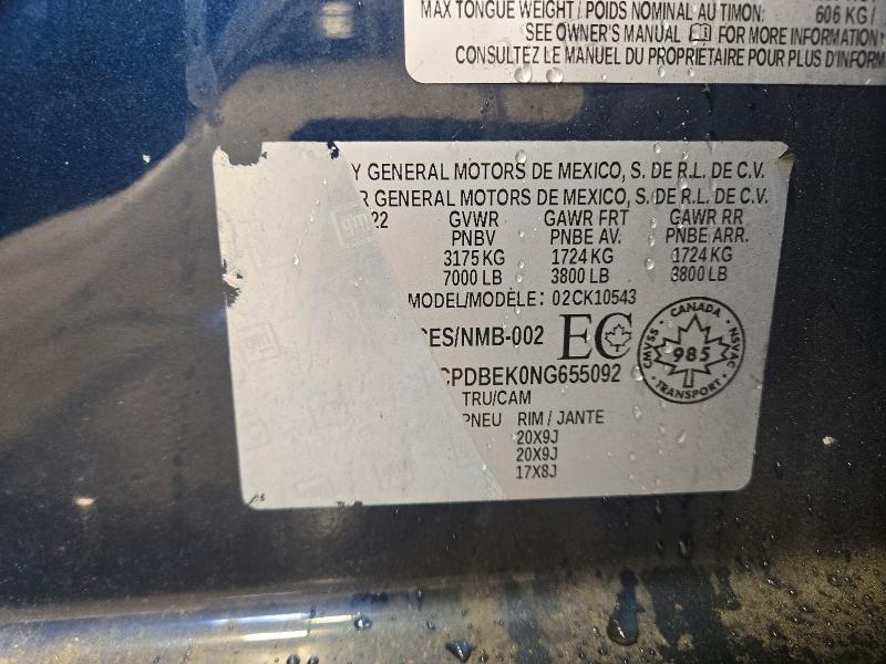 Aukcja sprzedaży 2022 Chevrolet Silverado, vin: 3GCPDBEK0NG655092, numer aukcji: 72504426