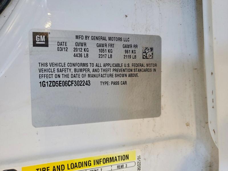 Продаж на аукціоні авто 2012 Chevrolet Malibu, vin: 1G1ZD5E06CF302243, номер лоту: 71158856