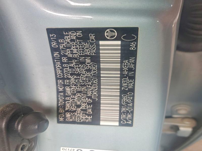 Продаж на аукціоні авто 2013 Toyota Prius, vin: JTDKN3DU6D1730827, номер лоту: 71496136