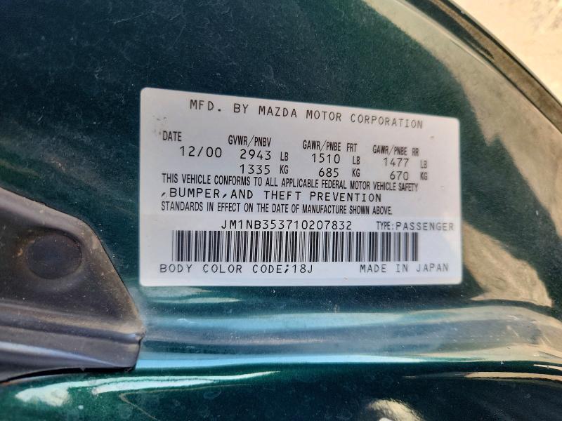 Продаж на аукціоні авто 2001 Mazda Miata Mx5, vin: JM1NB353710207832, номер лоту: 72753806