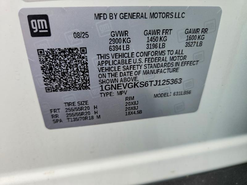 2026 Chevrolet Traverse მანქანა იყიდება აუქციონზე, vin: 1GNEVGKS6TJ125363, აუქციონის ნომერი: 71648206