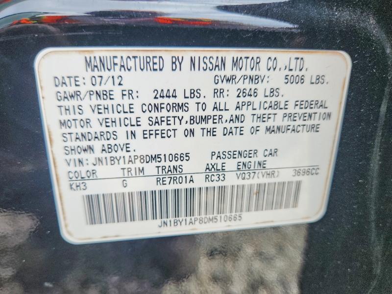 Продажа на аукционе авто 2013 Infiniti M37, vin: JN1BY1AP8DM510665, номер лота: 71105236