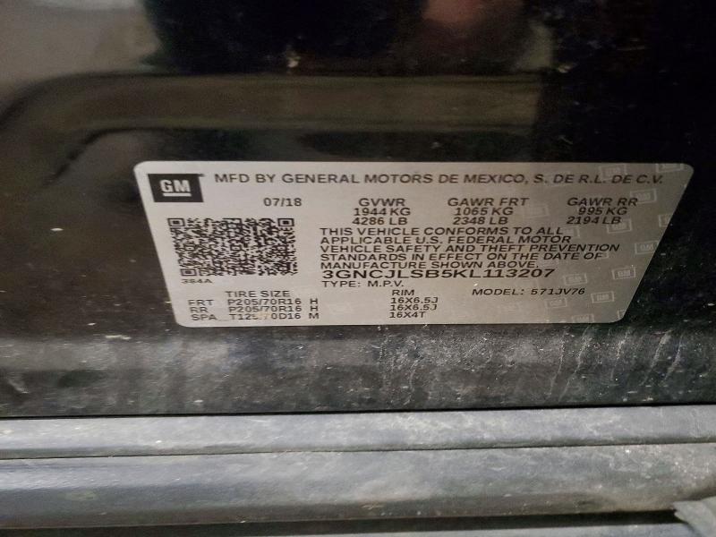 Aukcja sprzedaży 2019 Chevrolet Trax, vin: 3GNCJLSB5KL113207, numer aukcji: 71751056