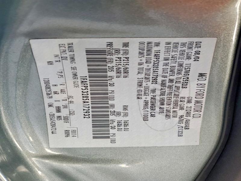 2005 Ford Taurus მანქანა იყიდება აუქციონზე, vin: 1FAFP53285A172932, აუქციონის ნომერი: 70948516