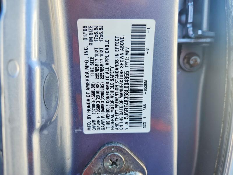 Продаж на аукціоні авто 2008 Honda Cr-v, vin: 5J6RE48358L004855, номер лоту: 70820206