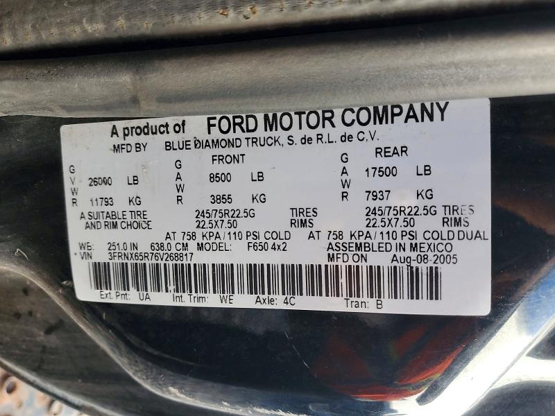Продажа на аукционе авто 2006 Ford F650, vin: 3FRNX65R76V268817, номер лота: 71836356