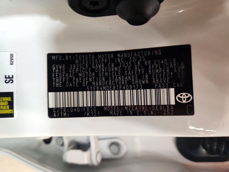Aukcja sprzedaży 2026 Toyota Corolla, vin: 5YFB4MDE8TP409173, numer aukcji: 72515436